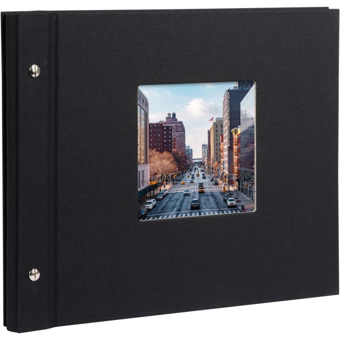 Schroefalbum Bella Vista zwart 30x25 cm wit fotokarton