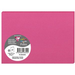 5 Dubbele kaarten Pollen fuchsia - 110x155 mm