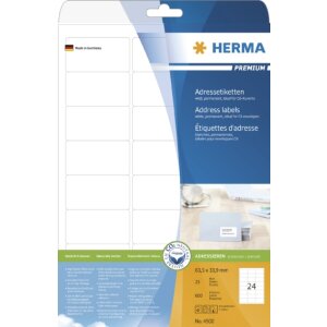 herma adresetiketten Premium a4 63,5x33,9 mm wit papier...