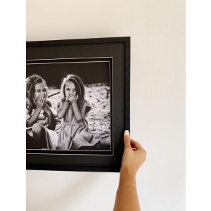 Fotolijst met passepartout zwart hout 20,0 x20,0 cm s67nk