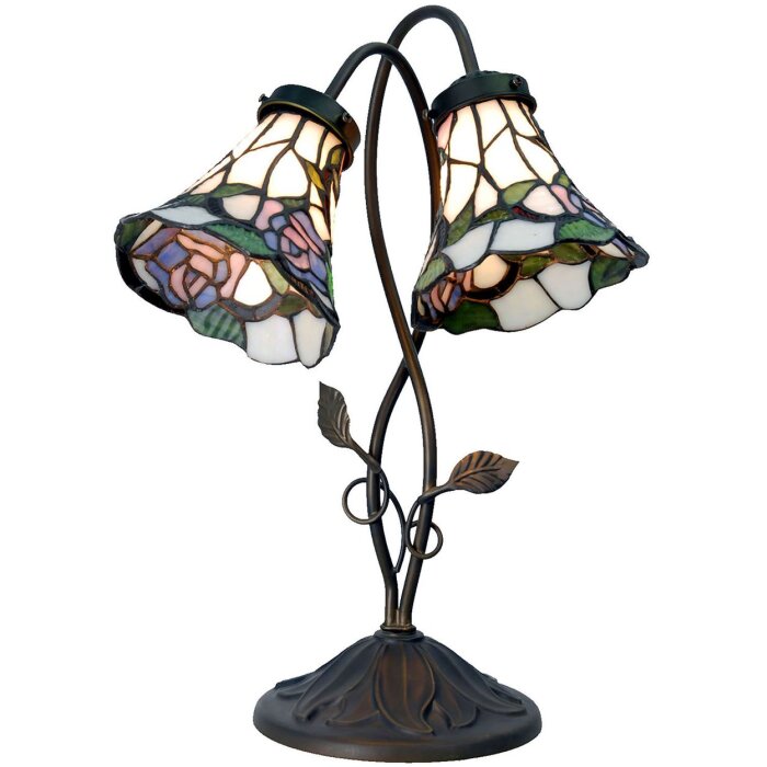 Tiffany Tafellamp met 2 Lampenkappen 5ll-5748 Bureaulamp