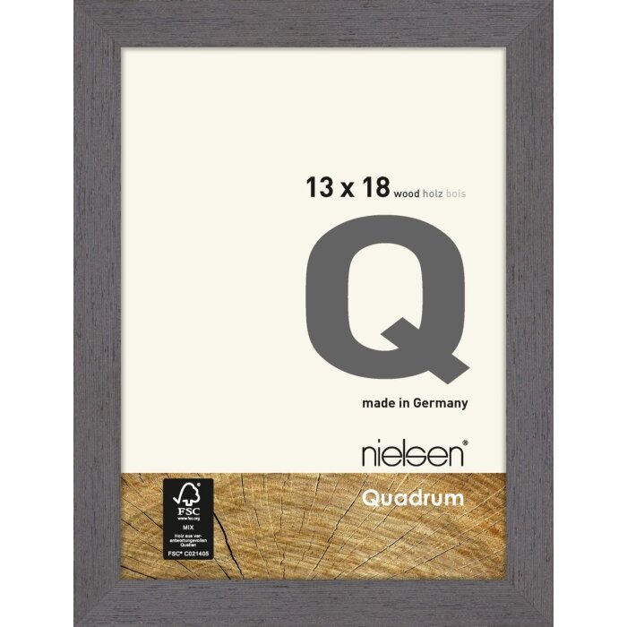 Houten clip-on lijst Quadrum 13x18 cm grijs