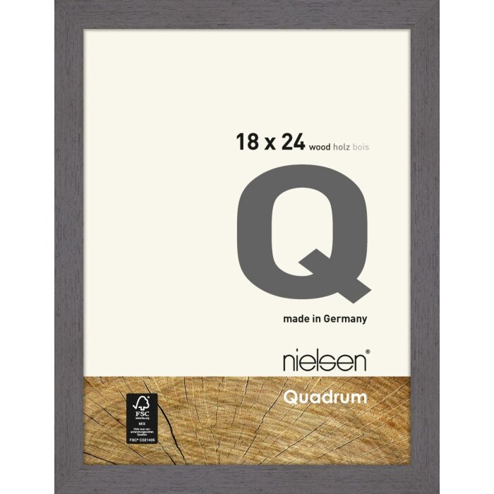 Houten clip-on lijst Quadrum 18x24 cm grijs