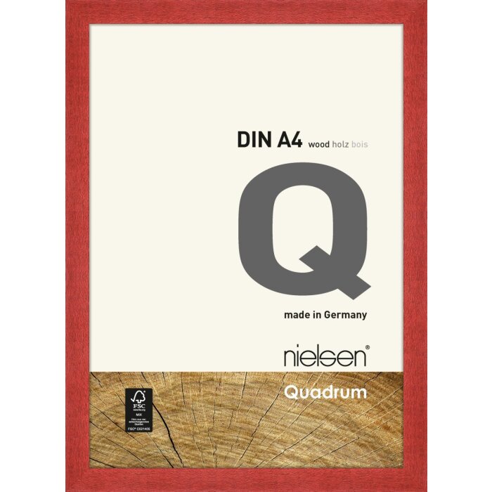 Houten clip-on lijst Quadrum 21x30 cm rood