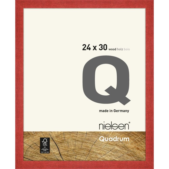 Houten clip-on lijst Quadrum 24x30 cm rood