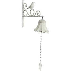 Shabby Deurbel wit met vogel