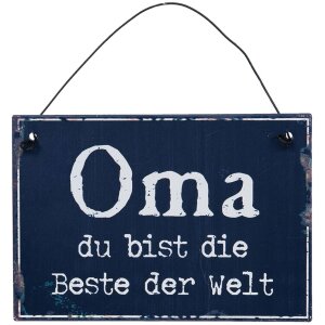 Metalen bord "Oma je bent de beste" 13x9 cm