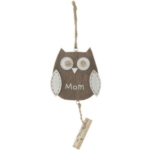 Houten hanger uil mama met clip