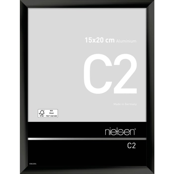 Nielsen Aluminium lijst c2 15x20 cm geanodiseerd zwart glanzend