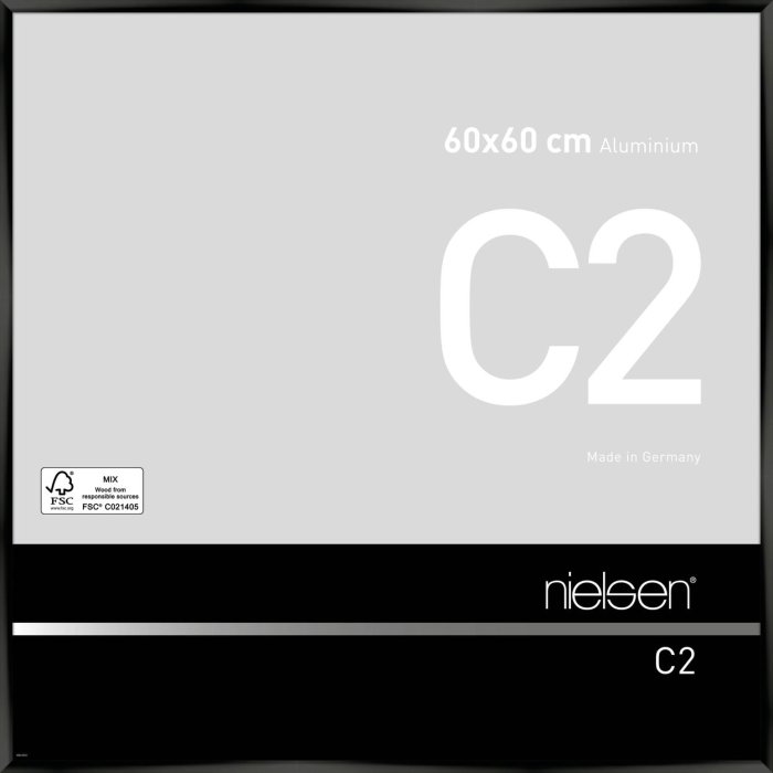 Nielsen Aluminium lijst c2 60x60 cm geanodiseerd zwart glanzend