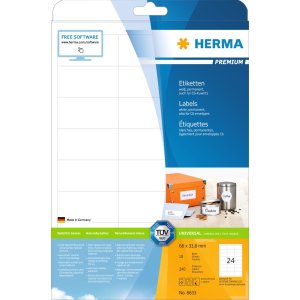 Etiketten Premium a4, wit 66x33,8 mm papier mat 240 st.