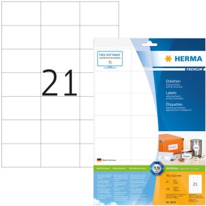 Etiketten Premium a4, wit 70x42,3 mm papier mat 210 st.