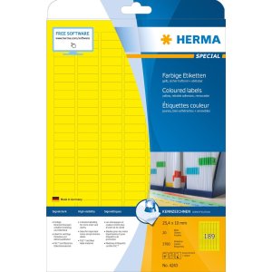 HERMA etiketten A4 geel 25,4x10 mm papier mat 3780 stuks