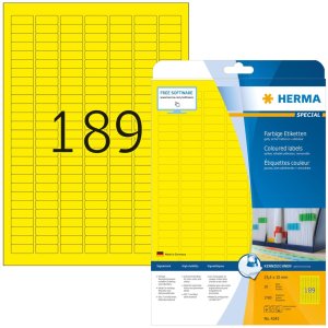 HERMA etiketten A4 geel 25,4x10 mm papier mat 3780 stuks