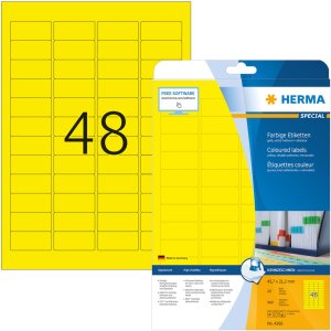 Etiketten a4 geel 45,7x21,2 mm papier mat 960 st.