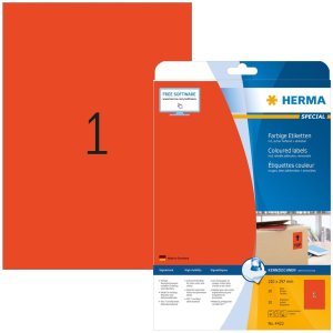 HERMA etiketten A4 rood 210x297 mm papier mat 20 stuks