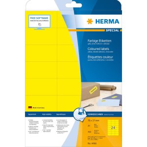 HERMA etiketten A4 geel 70x37 mm papier mat 480 stuks