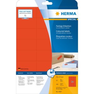 HERMA etiketten A4 rood 70x37 mm papier mat 480 stuks