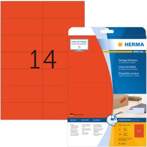 Etiketten a4 rood 105x42,3 mm papier mat 280 st.