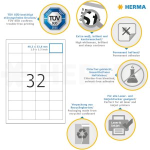 herma etiketten Premium a4, wit 48,3x33,8 mm papier mat 800 stuks