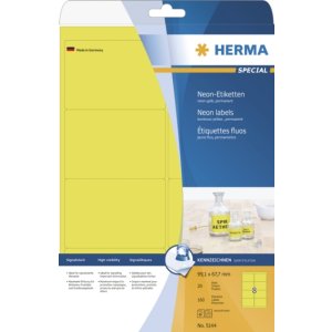 HERMA etiketten A4 neongeel 99,1x67,7 mm papier mat 160...