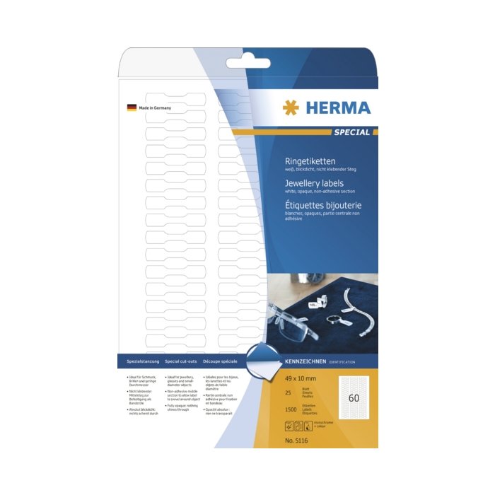 herma ringetiketten a4 wit 49x10 mm papier mat ondoorzichtig 1500 stuks