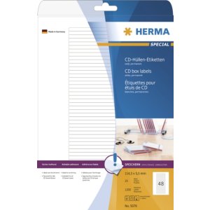 herma etiketten voor CD doosje a4 wit 114,3x5,5 mm papier...