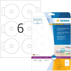 herma CD-etiketten mini a4 wit ø 78 mm papier mat...