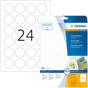 Etiketten a4 wit ø 40 mm rond Movables-verwijderbaar papier mat 600 st.