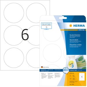 Etiketten a4 wit ø 85 mm rond...