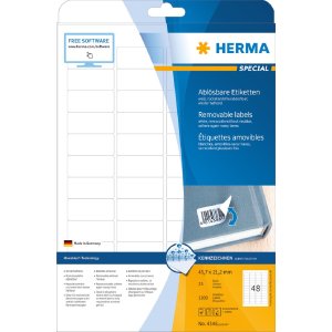 Etiketten a4 wit 45,7x21,2 mm Movables-verwijderbaar papier mat 1200 st.