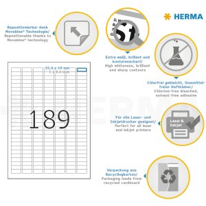 herma-etiketten a4 wit 25,4x10 mm verplaatsbaar-verwijderbaar papier mat 4725 stuks