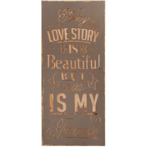 Lovestory tekst bord - 5h0289 Clayre Eef grijs