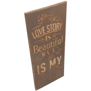 Lovestory tekst bord - 5h0289 Clayre Eef grijs