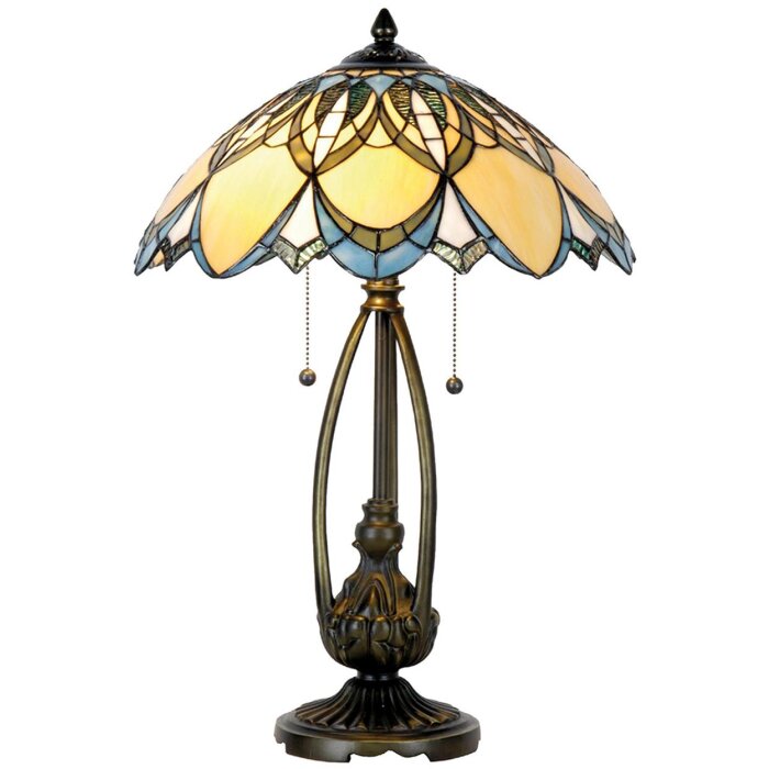 LumiLamp Bureaulamp Tiffany Tafellamp ø 40x60 cm blauw gekleurd