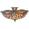 LumiLamp 5LL-5415 Plafondlamp Tiffany Ø 40x23 cm Roze Metalen Glazen Libelle