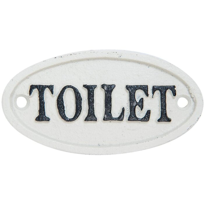 toilet - tekstbord 10x5 cm wit