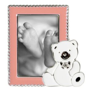 Lief beertje baby fotolijst 5x8 cm roze