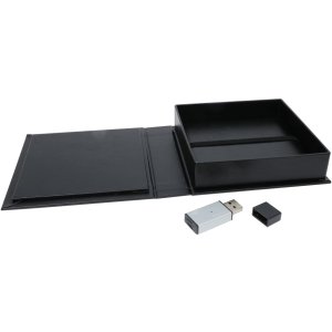 USB Box zwart leer 8,0 x8,0 cm