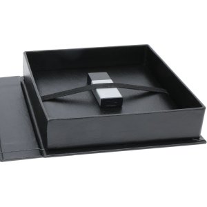 USB Box zwart leer 8,0 x8,0 cm