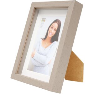 Fotolijst met passepartout taupe hout 13,0 x18,0 cm;10,0 x15,0 cm s223k