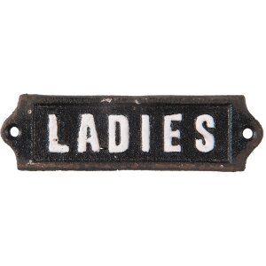 Tekstbordje Dames 15x3 cm - zwart