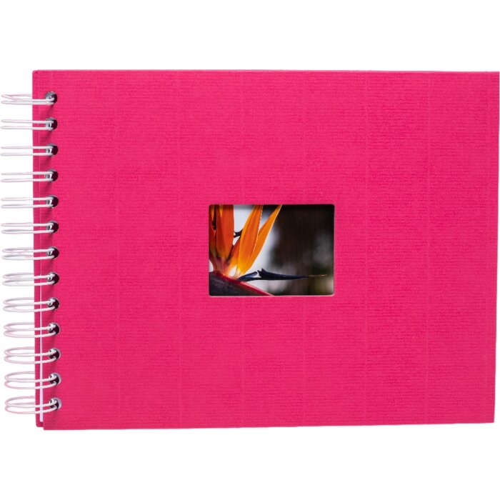 HNFD Spiraalalbum buldana fuchsia geribd 23x17 cm 40 witte paginas