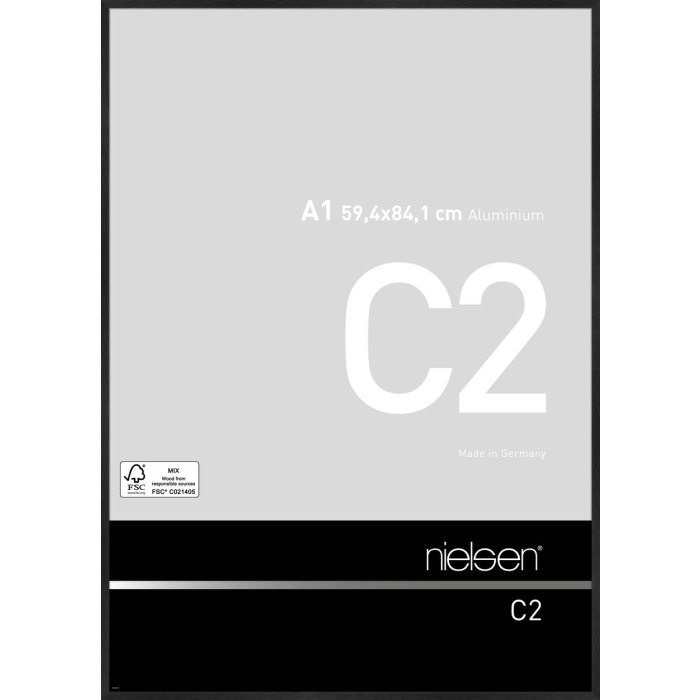 Aluminium lijst c2 zwart mat 60x84 cm