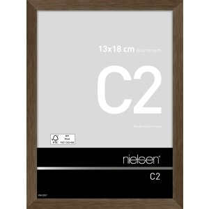 Aluminium lijst c2 structuur notelaar mat 13x18 cm