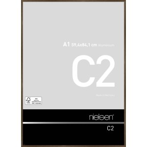 Aluminium lijst c2 structuur notelaar mat 60x84 cm