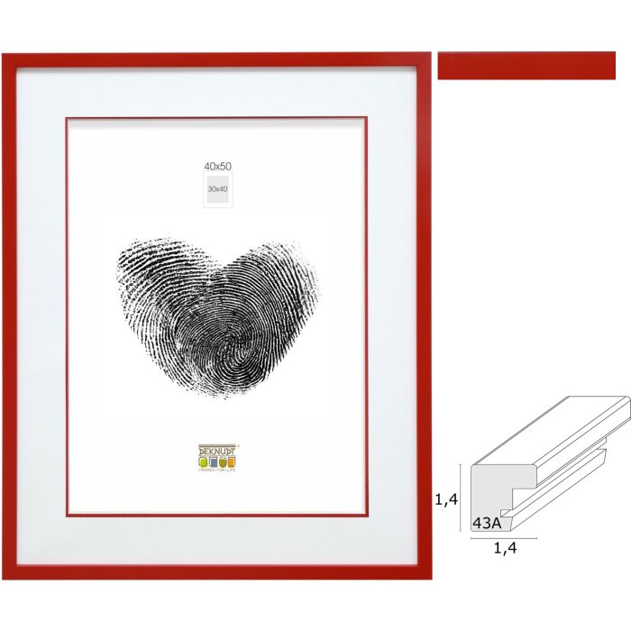 Houten lijst s43ak4 rood met passe-partout