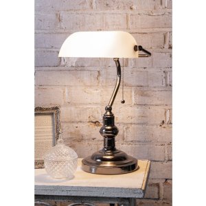 Bureaulamp Wit Clayre en Eef 5ll-5100w - 27x23x42 cm e27 - Max. 1x 60Watt wit