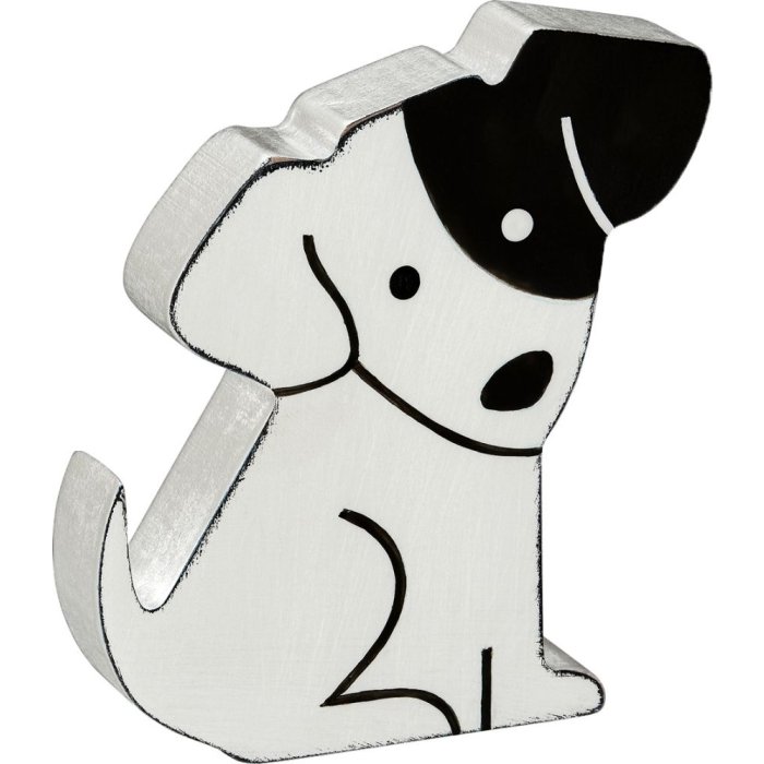 Deco Figuur Hond, Wit Hoogte 10 cm