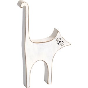 Decoratiefiguur kat, wit, hoogte 17 cm